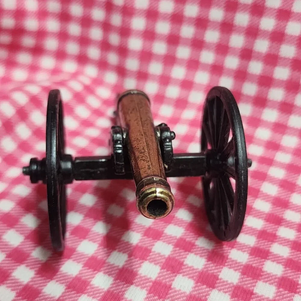Antique Vintage Brass/Cast Iron Mini Cannon with Iron Base